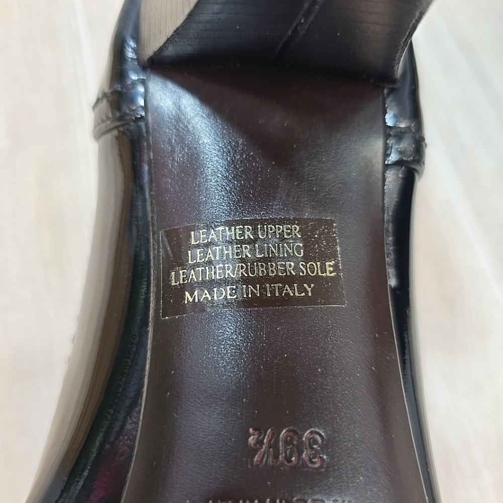 AGL Womens Black Patent Leather Pump Slip On Heel Shoes Size 9 - Picture 9 of 12